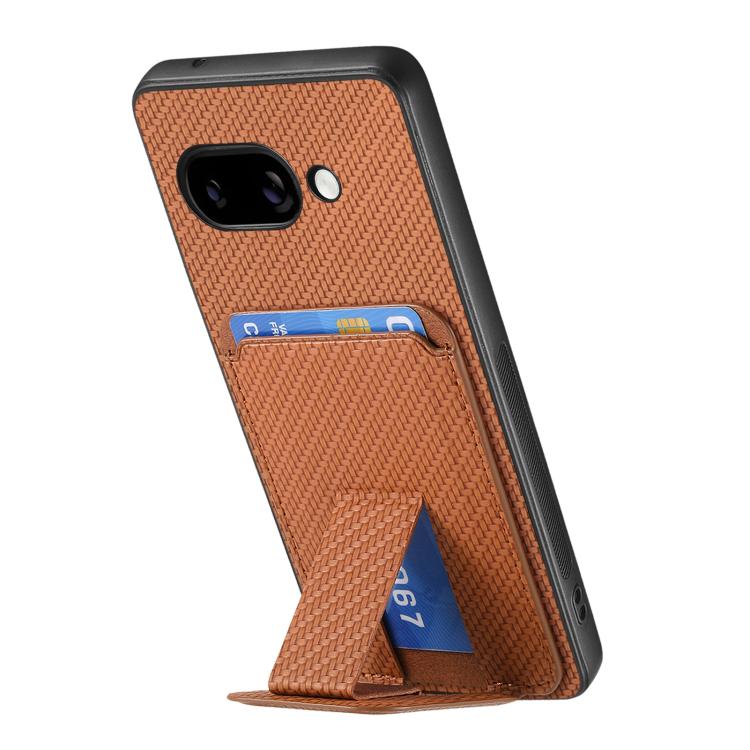 For Google Pixel 9a Carbon Fiber Card Bag Fold Stand Phone Case