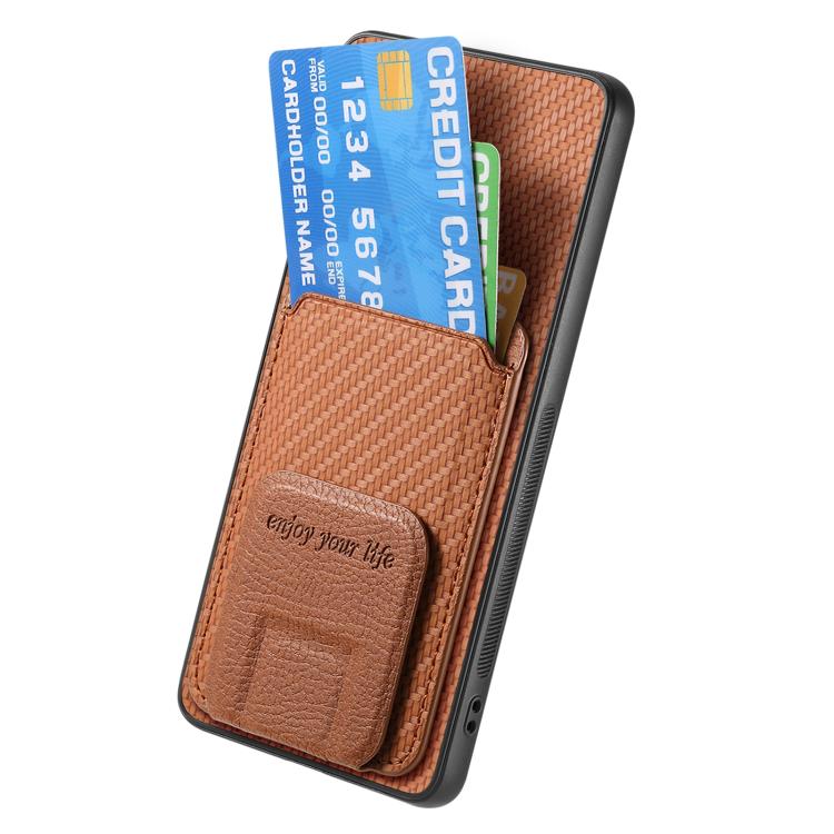 For Google Pixel 9a Carbon Fiber Card Bag Fold Stand Phone Case