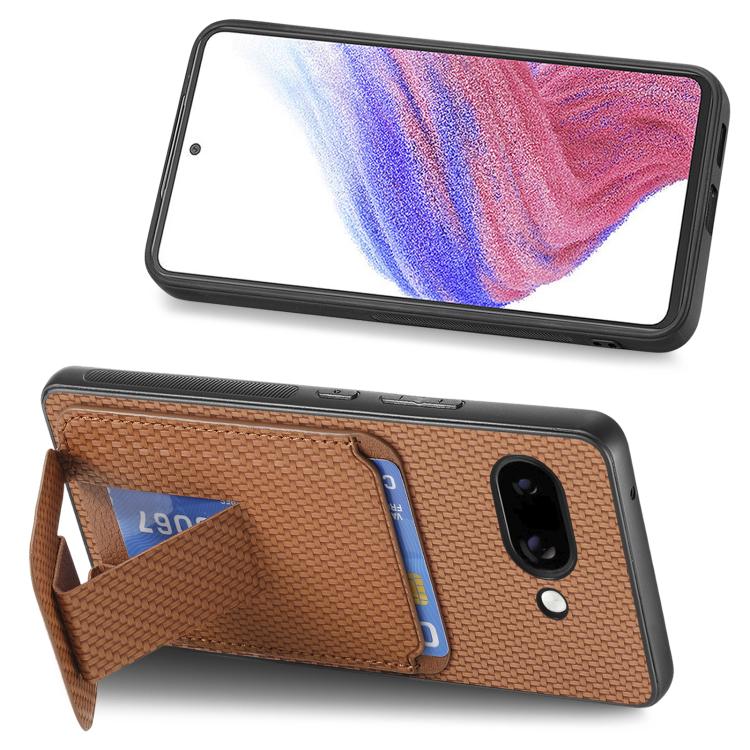 For Google Pixel 9a Carbon Fiber Card Bag Fold Stand Phone Case