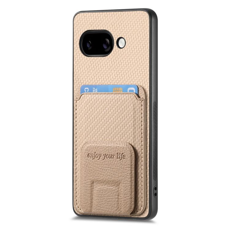 For Google Pixel 9a Carbon Fiber Card Bag Fold Stand Phone Case