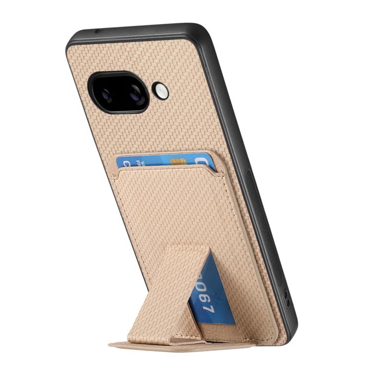 For Google Pixel 9a Carbon Fiber Card Bag Fold Stand Phone Case