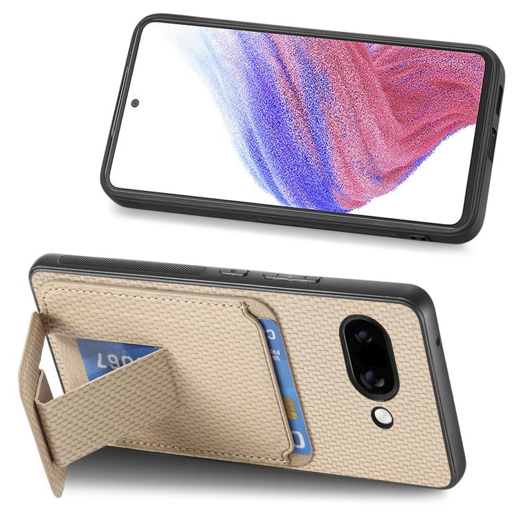 For Google Pixel 9a Carbon Fiber Card Bag Fold Stand Phone Case