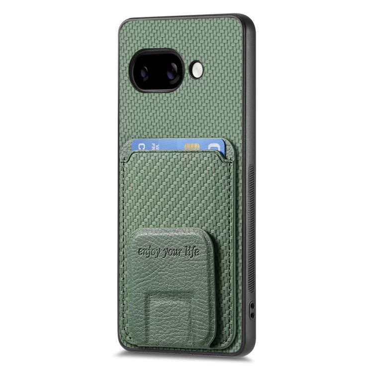 For Google Pixel 9a Carbon Fiber Card Bag Fold Stand Phone Case