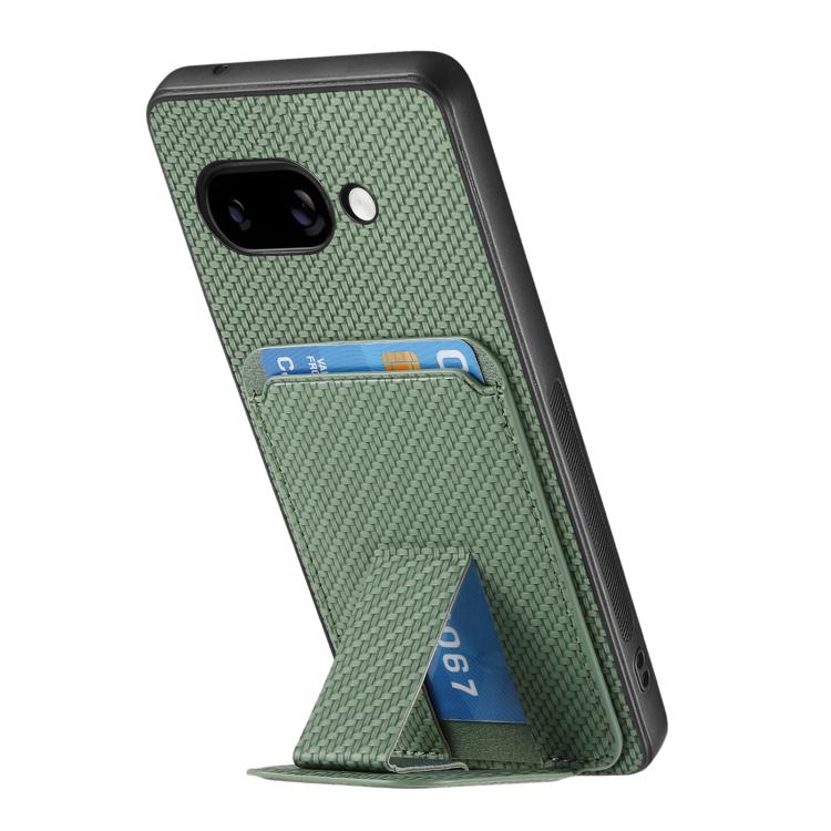 For Google Pixel 9a Carbon Fiber Card Bag Fold Stand Phone Case