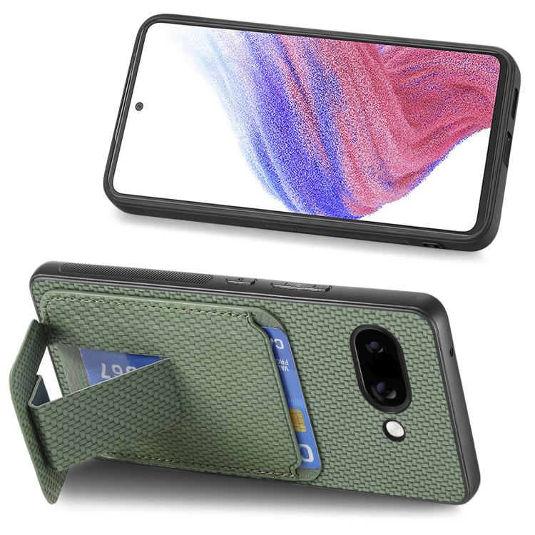 For Google Pixel 9a Carbon Fiber Card Bag Fold Stand Phone Case