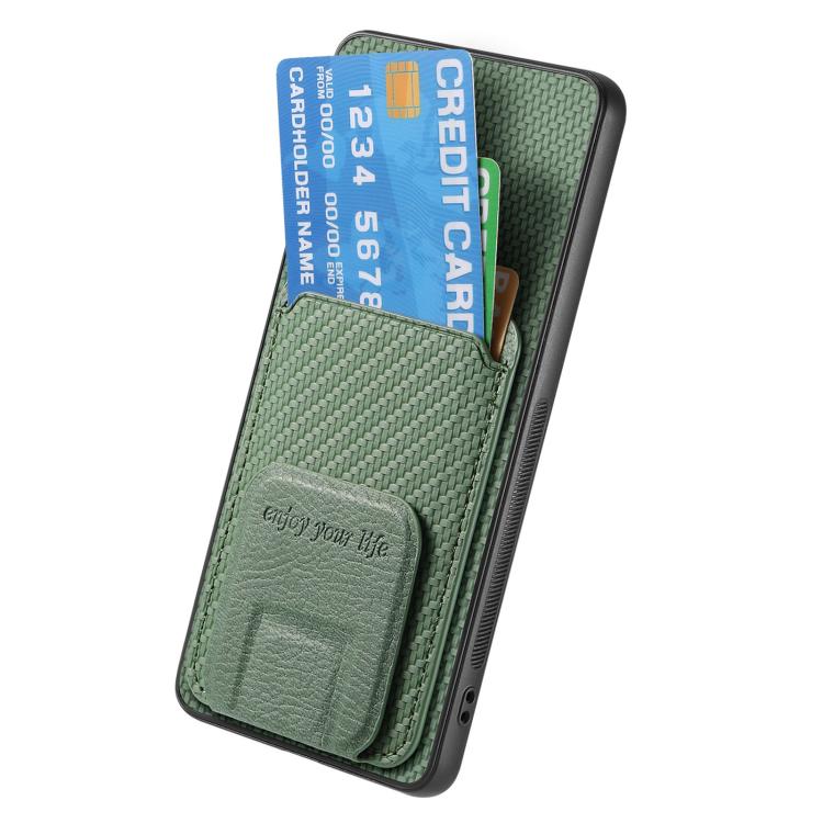 For Google Pixel 10 Pro XL Carbon Fiber Card Bag Fold Stand Phone Case