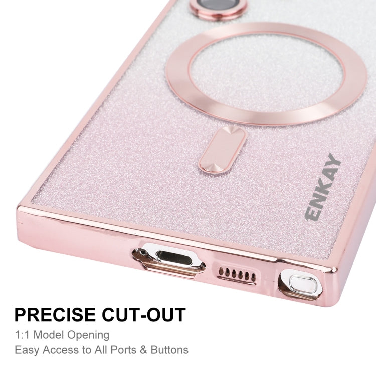 For Samsung Galaxy S25 Ultra 5G ENKAY Hat-Prince Magnetic Glitter Plated TPU Phone Case with Lens Film