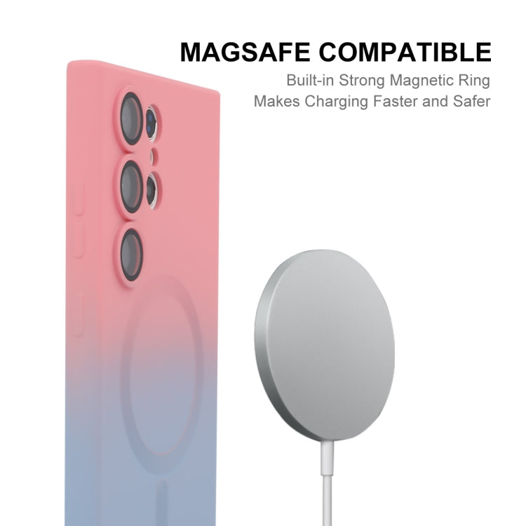 For Samsung Galaxy S25 Ultra 5G ENKAY Hat-Prince MagSafe Rainbow Gradient Silicone Phone Case with Lens Film