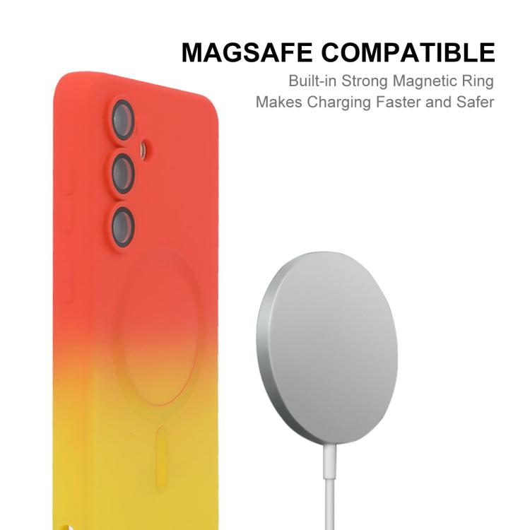 For Samsung Galaxy S25+ 5G ENKAY Hat-Prince MagSafe Rainbow Gradient Silicone Phone Case with Lens Film