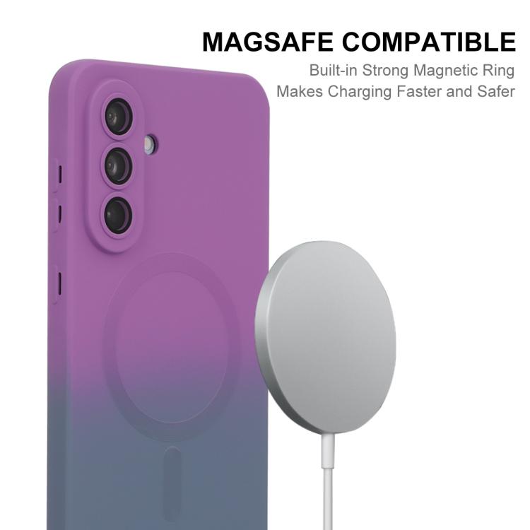 For Samsung Galaxy A56 5G ENKAY Hat-Prince MagSafe Rainbow Gradient Silicone Phone Case with Lens Film