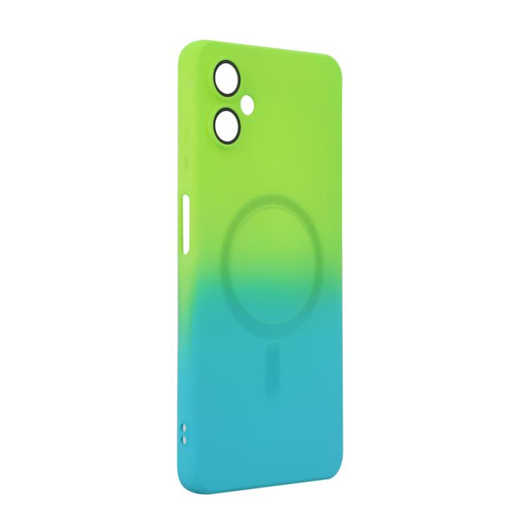For Samsung Galaxy A06 4G / 5G ENKAY Hat-Prince MagSafe Rainbow Gradient Silicone Phone Case with Lens Film