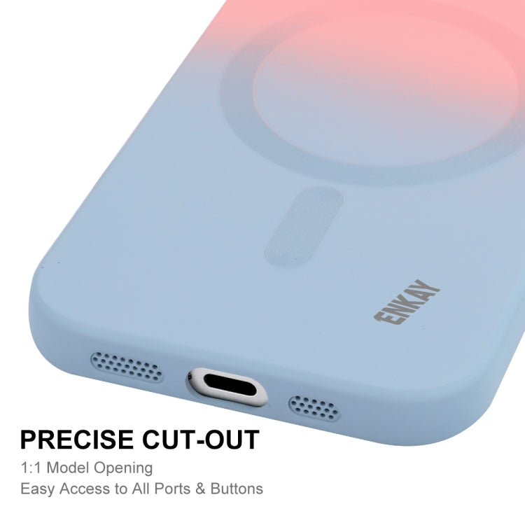 For iPhone 16 Plus ENKAY Hat-Prince MagSafe Rainbow Gradient Silicone Phone Case with Lens Film
