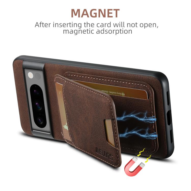 For Google Pixel 9 Pro Suteni H02 Litchi Leather Card Wallet Stand Back Phone Case