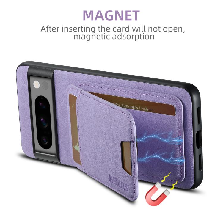 For Google Pixel 9 Pro Suteni H02 Litchi Leather Card Wallet Stand Back Phone Case