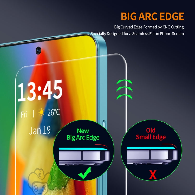 For Honor 300 10pcs ENKAY 9H Big Arc Edge High Aluminum-silicon Tempered Glass Film