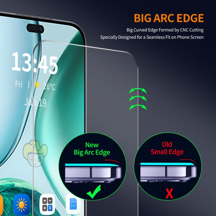 For Honor X8c 4G 10pcs ENKAY 9H Big Arc Edge High Aluminum-silicon Tempered Glass Film