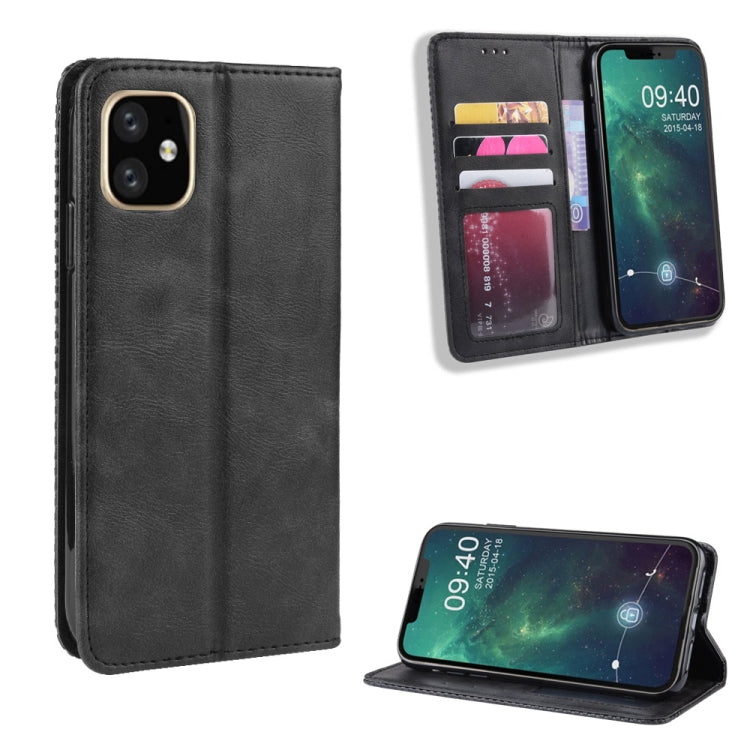 For iPhone 11 Magnetic Buckle Retro Crazy Horse Texture Horizontal Flip Leather Case