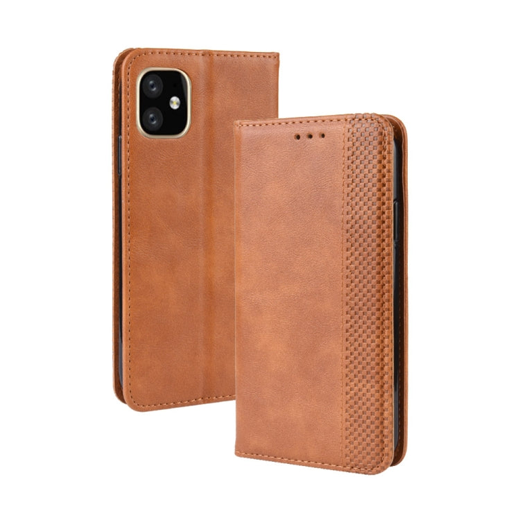For iPhone 11 Magnetic Buckle Retro Crazy Horse Texture Horizontal Flip Leather Case