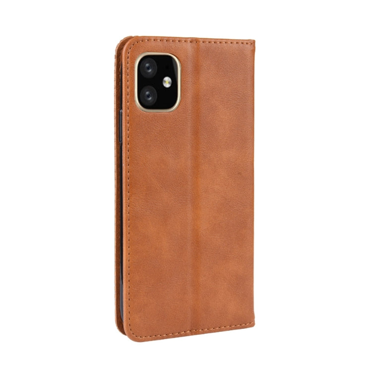 For iPhone 11 Magnetic Buckle Retro Crazy Horse Texture Horizontal Flip Leather Case