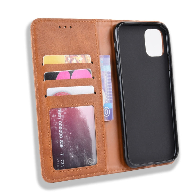 For iPhone 11 Magnetic Buckle Retro Crazy Horse Texture Horizontal Flip Leather Case