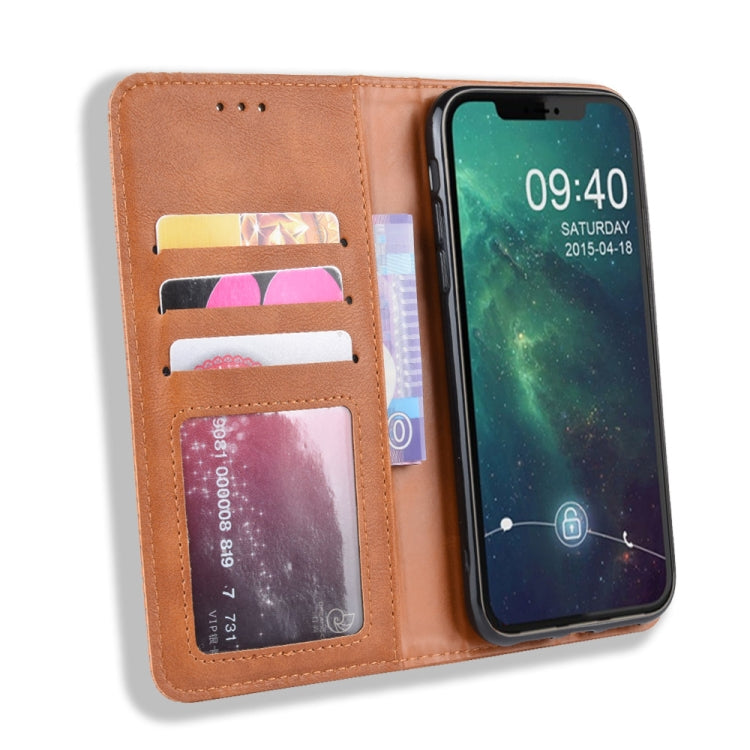 For iPhone 11 Magnetic Buckle Retro Crazy Horse Texture Horizontal Flip Leather Case