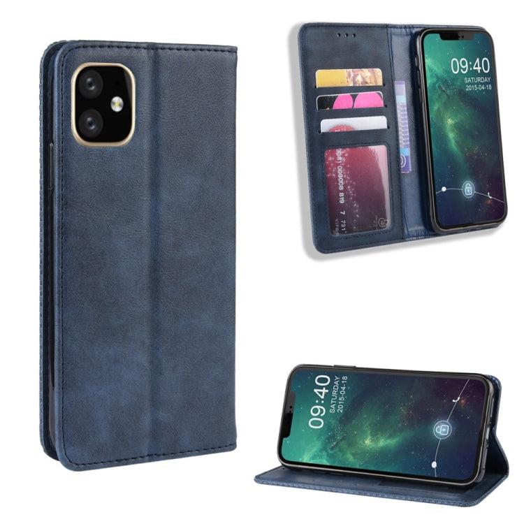 For iPhone 11 Magnetic Buckle Retro Crazy Horse Texture Horizontal Flip Leather Case