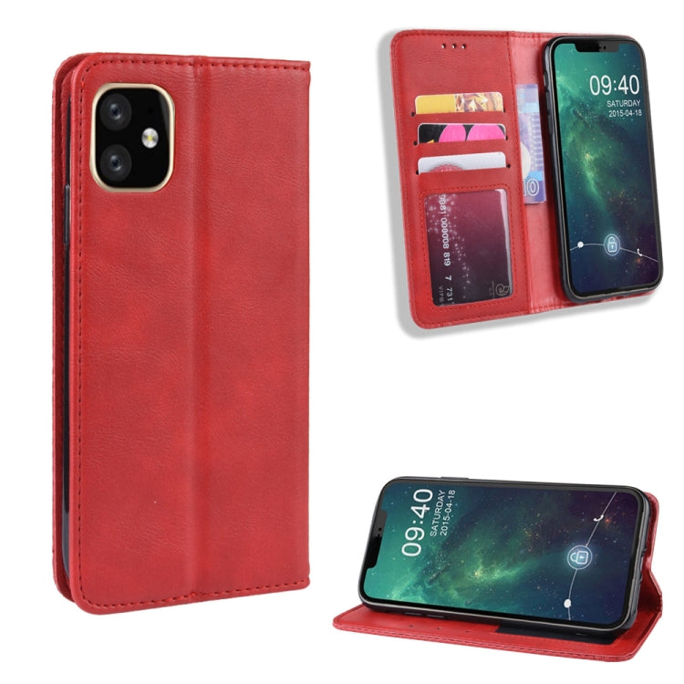 For iPhone 11 Magnetic Buckle Retro Crazy Horse Texture Horizontal Flip Leather Case