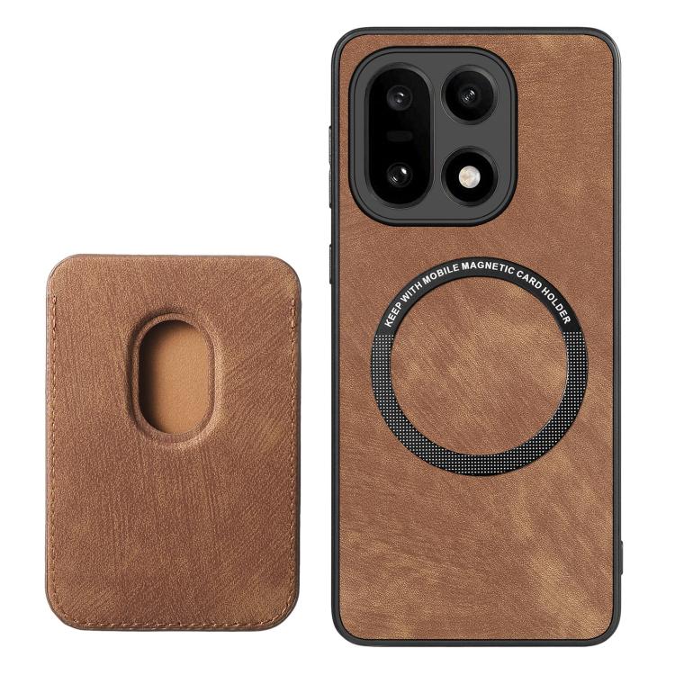 For OnePlus 15 Retro Leather Card Bag Magnetic Phone Case