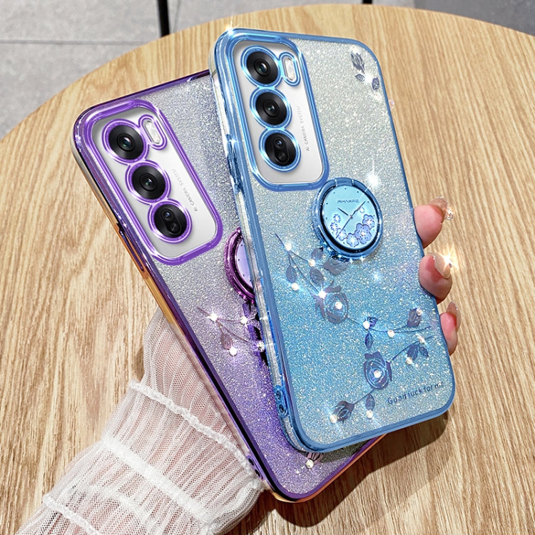 For OPPO Reno12 Global Gradient Glitter Immortal Flower Ring All-inclusive Phone Case