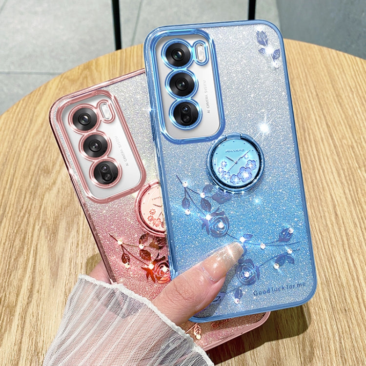 For OPPO Reno12 Global Gradient Glitter Immortal Flower Ring All-inclusive Phone Case