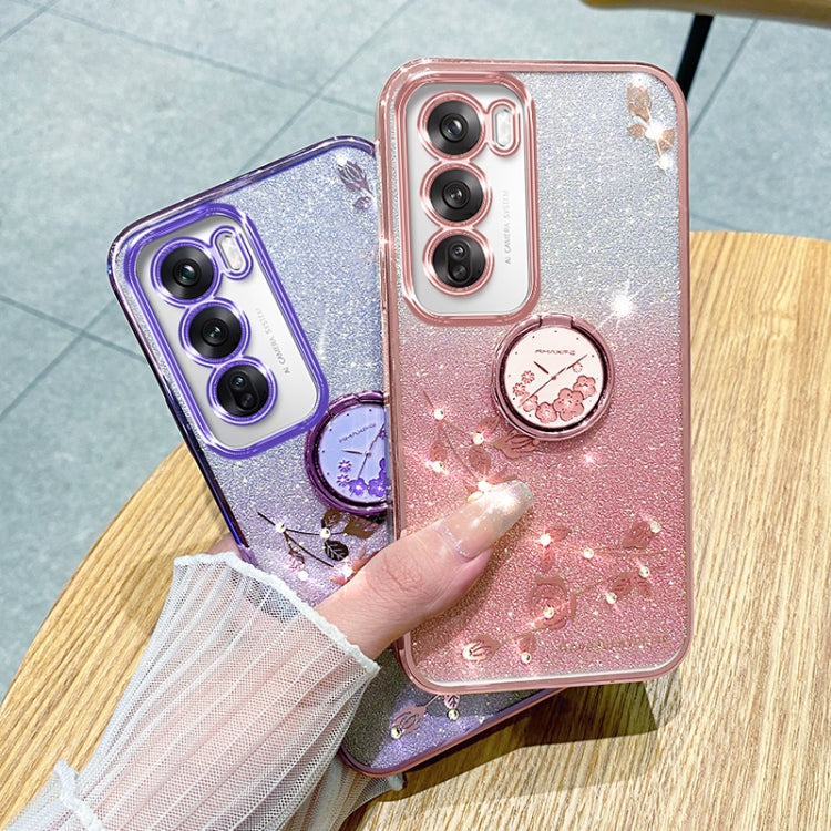 For OPPO Reno12 Global Gradient Glitter Immortal Flower Ring All-inclusive Phone Case