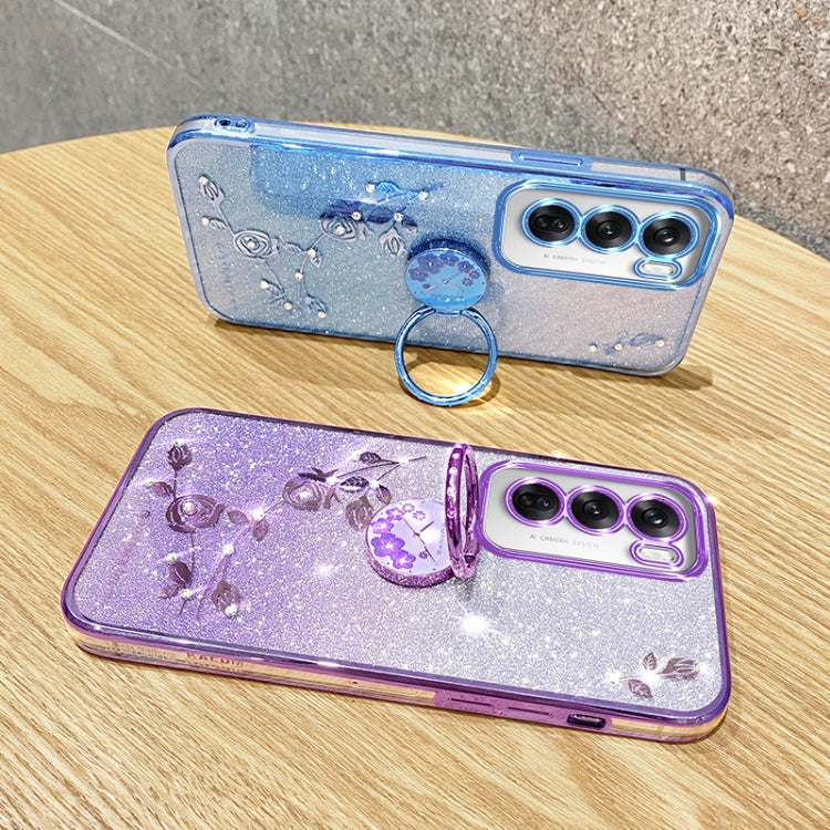 For OPPO Reno12 Global Gradient Glitter Immortal Flower Ring All-inclusive Phone Case