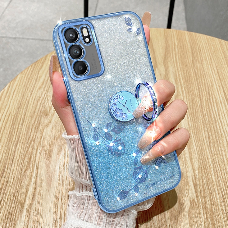 For OPPO Reno6  Pro Gradient Glitter Immortal Flower Ring All-inclusive Phone Case