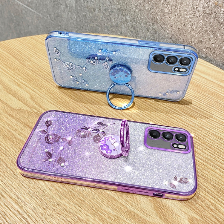 For OPPO Reno6  Pro Gradient Glitter Immortal Flower Ring All-inclusive Phone Case