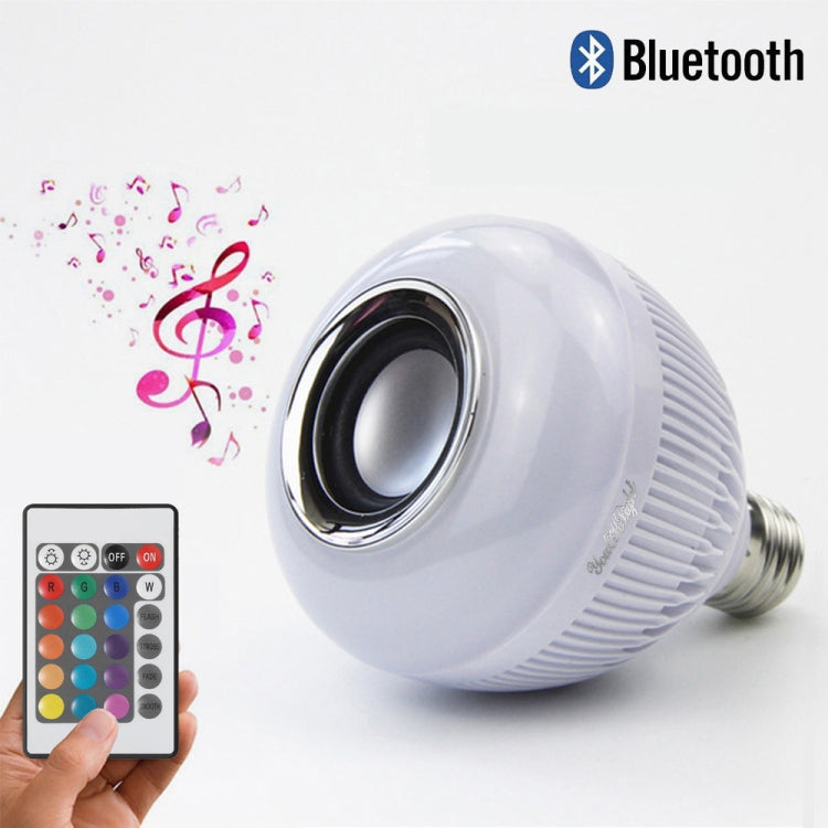 E27 12W Wireless Bluetooth Speaker Music Playing RGB LED Bulb Dimmable RGBW LED Lamp with 24 Keys Remote Control,  AC 110-240V