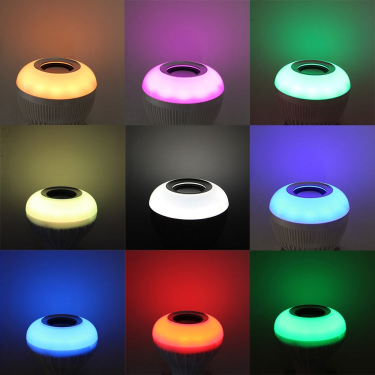 E27 12W Wireless Bluetooth Speaker Music Playing RGB LED Bulb Dimmable RGBW LED Lamp with 24 Keys Remote Control,  AC 110-240V