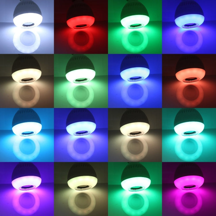 E27 12W Wireless Bluetooth Speaker Music Playing RGB LED Bulb Dimmable RGBW LED Lamp with 24 Keys Remote Control,  AC 110-240V