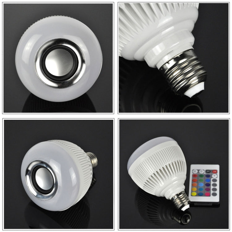 E27 12W Wireless Bluetooth Speaker Music Playing RGB LED Bulb Dimmable RGBW LED Lamp with 24 Keys Remote Control,  AC 110-240V