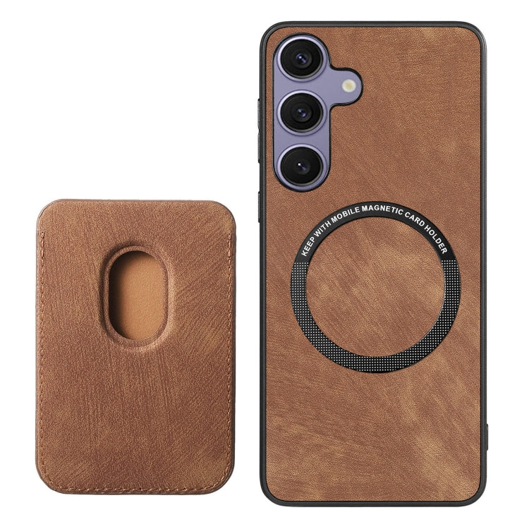 For Samsung Galaxy S25 5G Retro Leather Card Bag Magnetic Phone Case