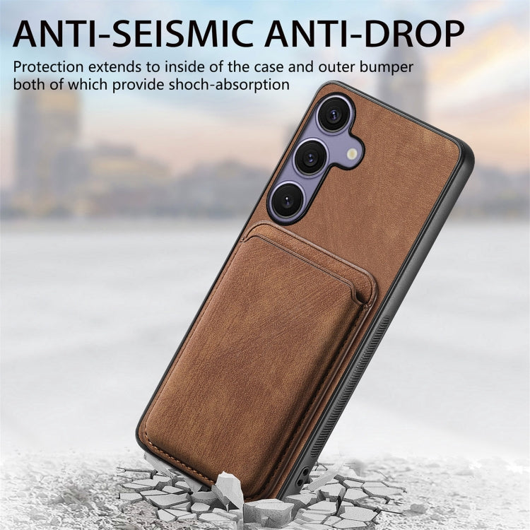 For Samsung Galaxy S25 5G Retro Leather Card Bag Magnetic Phone Case