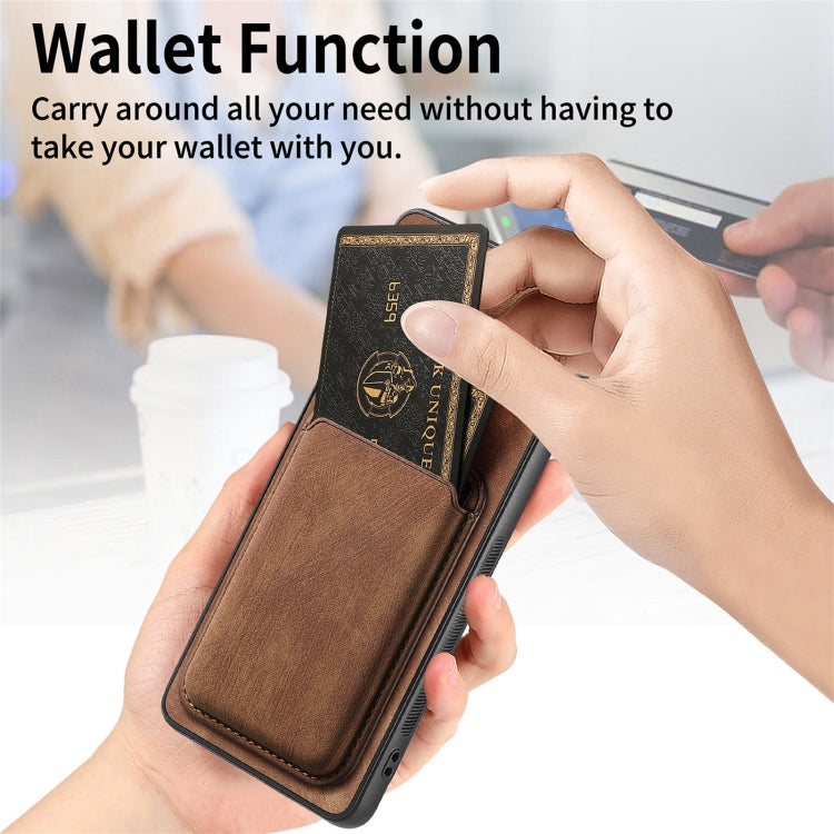 For Samsung Galaxy S25 5G Retro Leather Card Bag Magnetic Phone Case