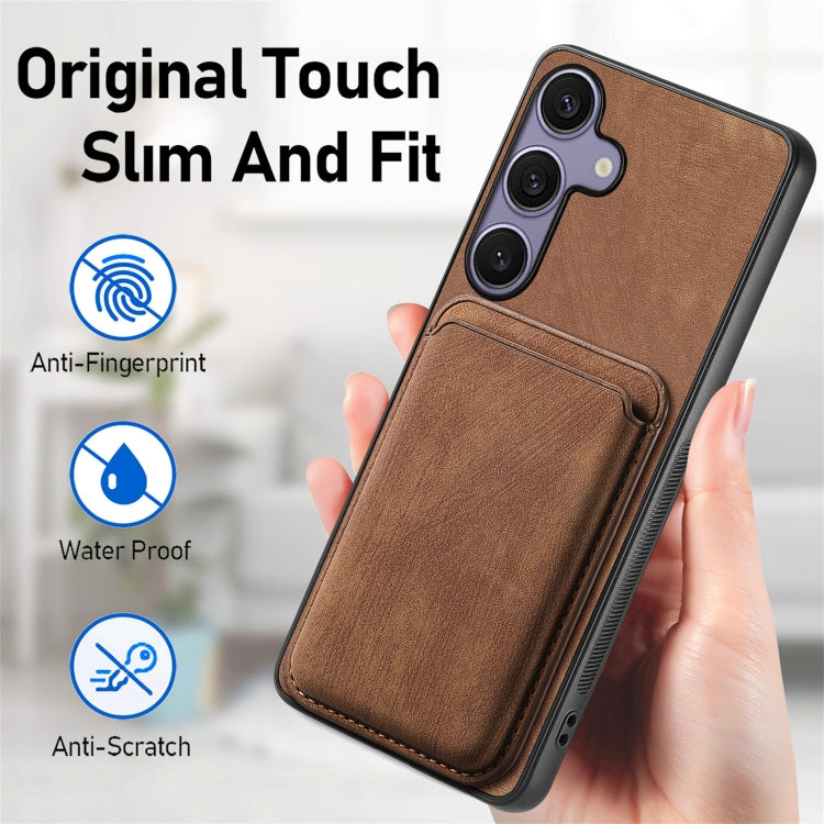 For Samsung Galaxy S25 5G Retro Leather Card Bag Magnetic Phone Case