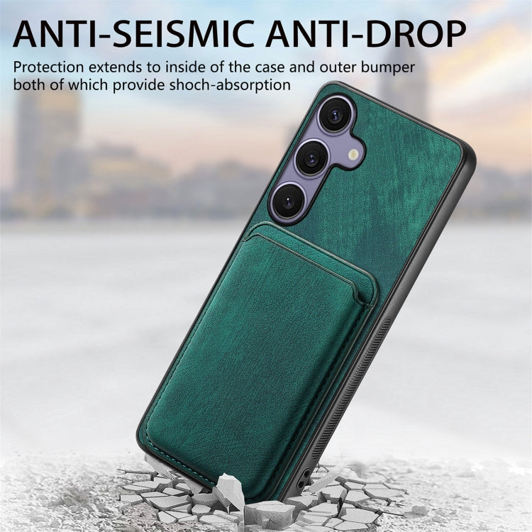 For Samsung Galaxy S25 5G Retro Leather Card Bag Magnetic Phone Case