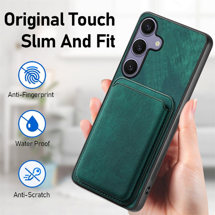 For Samsung Galaxy S25 5G Retro Leather Card Bag Magnetic Phone Case