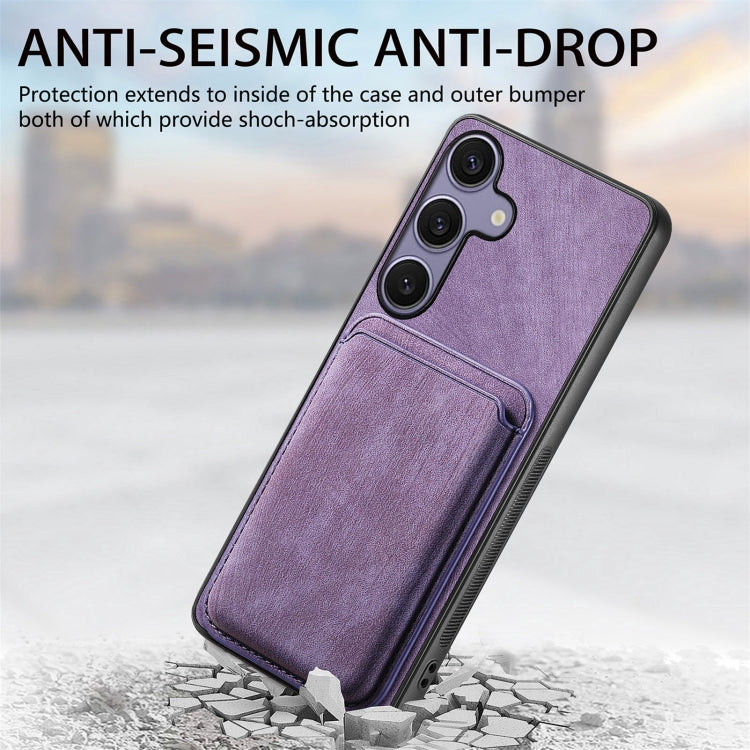 For Samsung Galaxy S25 5G Retro Leather Card Bag Magnetic Phone Case