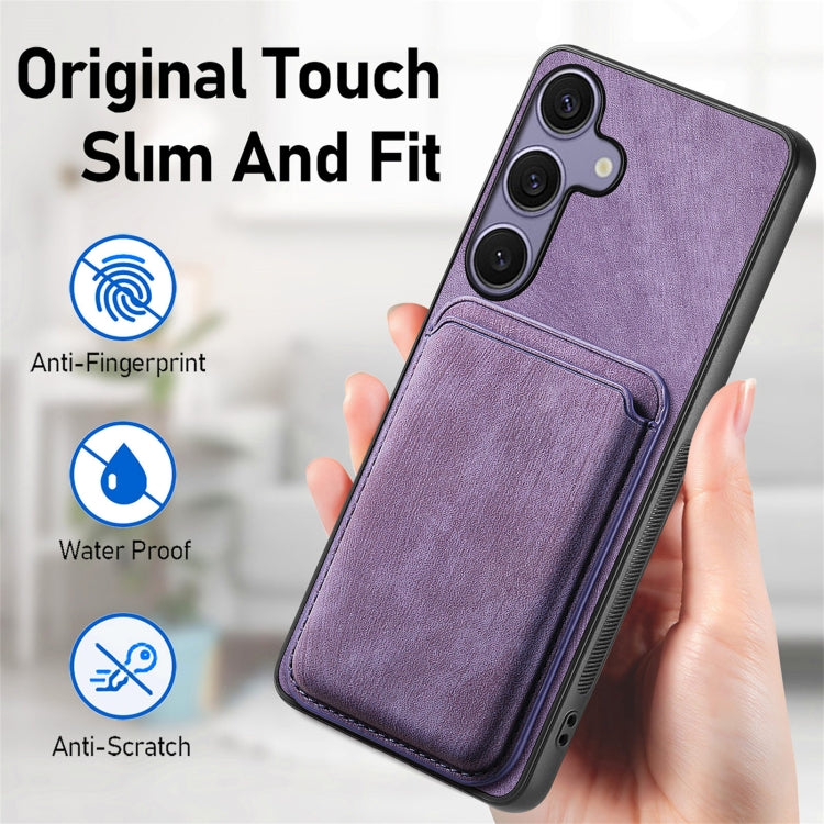 For Samsung Galaxy S25 5G Retro Leather Card Bag Magnetic Phone Case