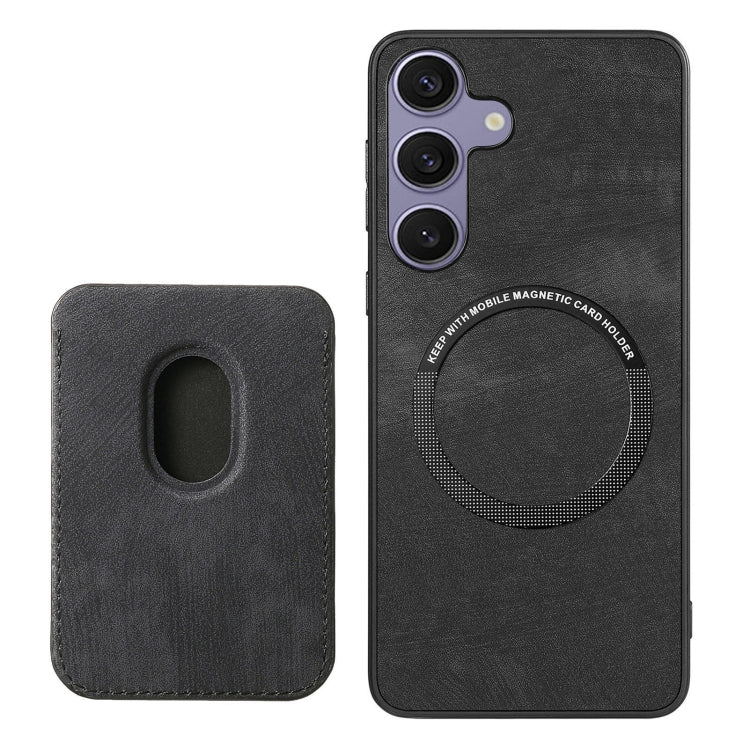 For Samsung Galaxy S25 5G Retro Leather Card Bag Magnetic Phone Case