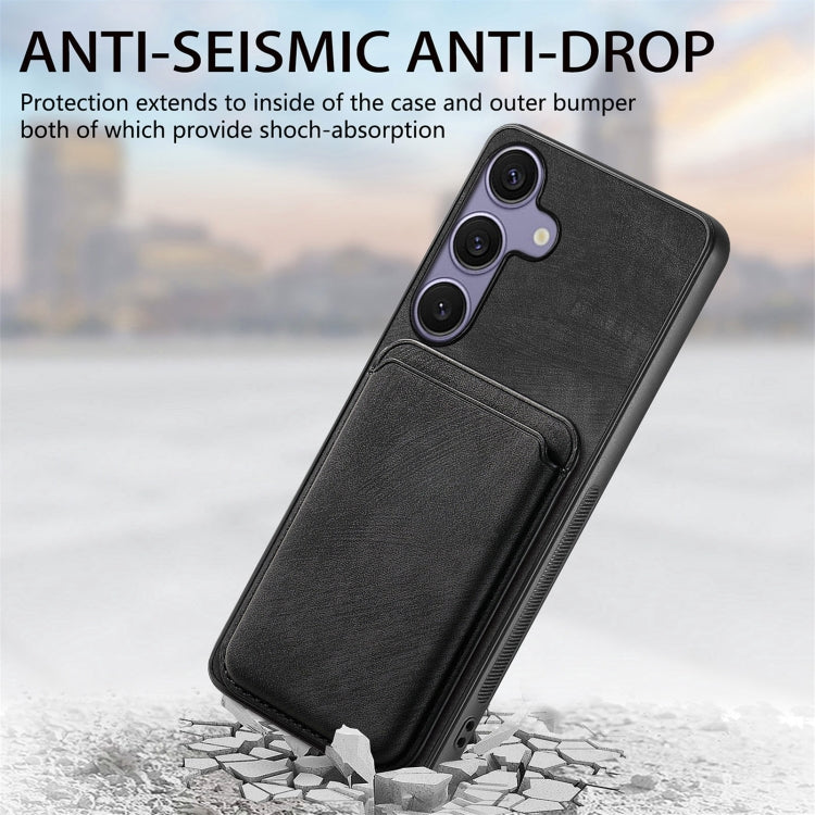 For Samsung Galaxy S25 5G Retro Leather Card Bag Magnetic Phone Case