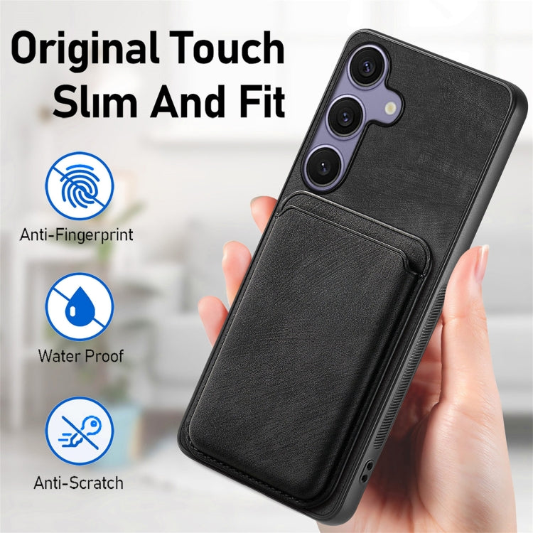 For Samsung Galaxy S25 5G Retro Leather Card Bag Magnetic Phone Case