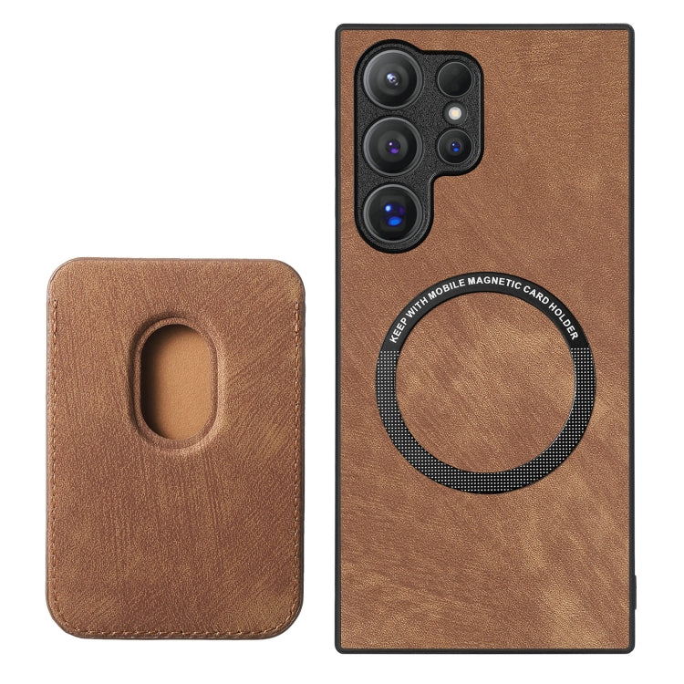 For Samsung Galaxy S25 Ultra 5G Retro Leather Card Bag Magnetic Phone Case